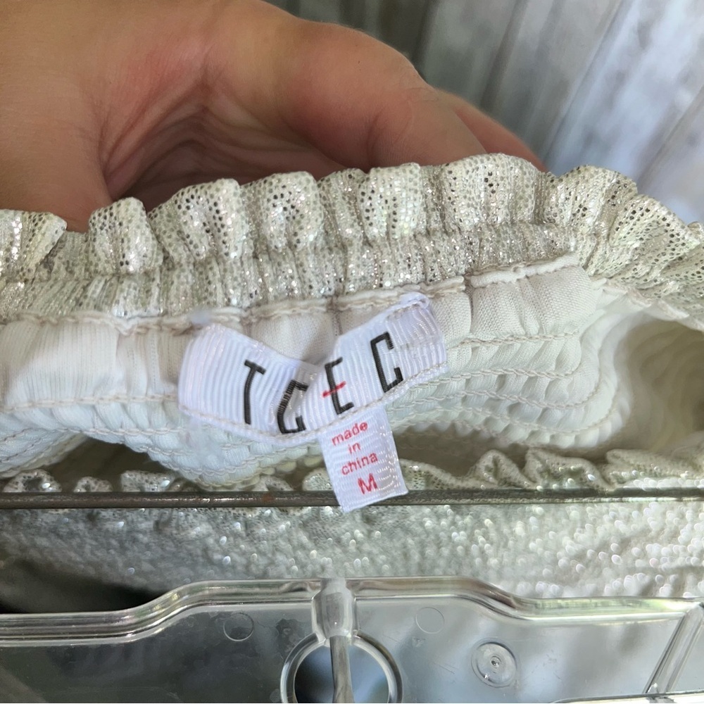 TCEC Silver Smocked High Waist Shorts - Picture 5 of 5